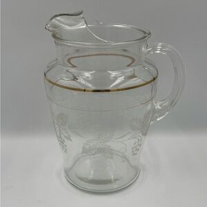 Vintage Bartlett Collins 64oz Frosted Grapevine Pitcher with Ice Lip